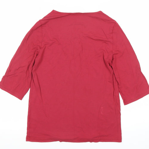 Marks and Spencer Womens Red Scoop Neck 3/4 Sleeve Top Size 10