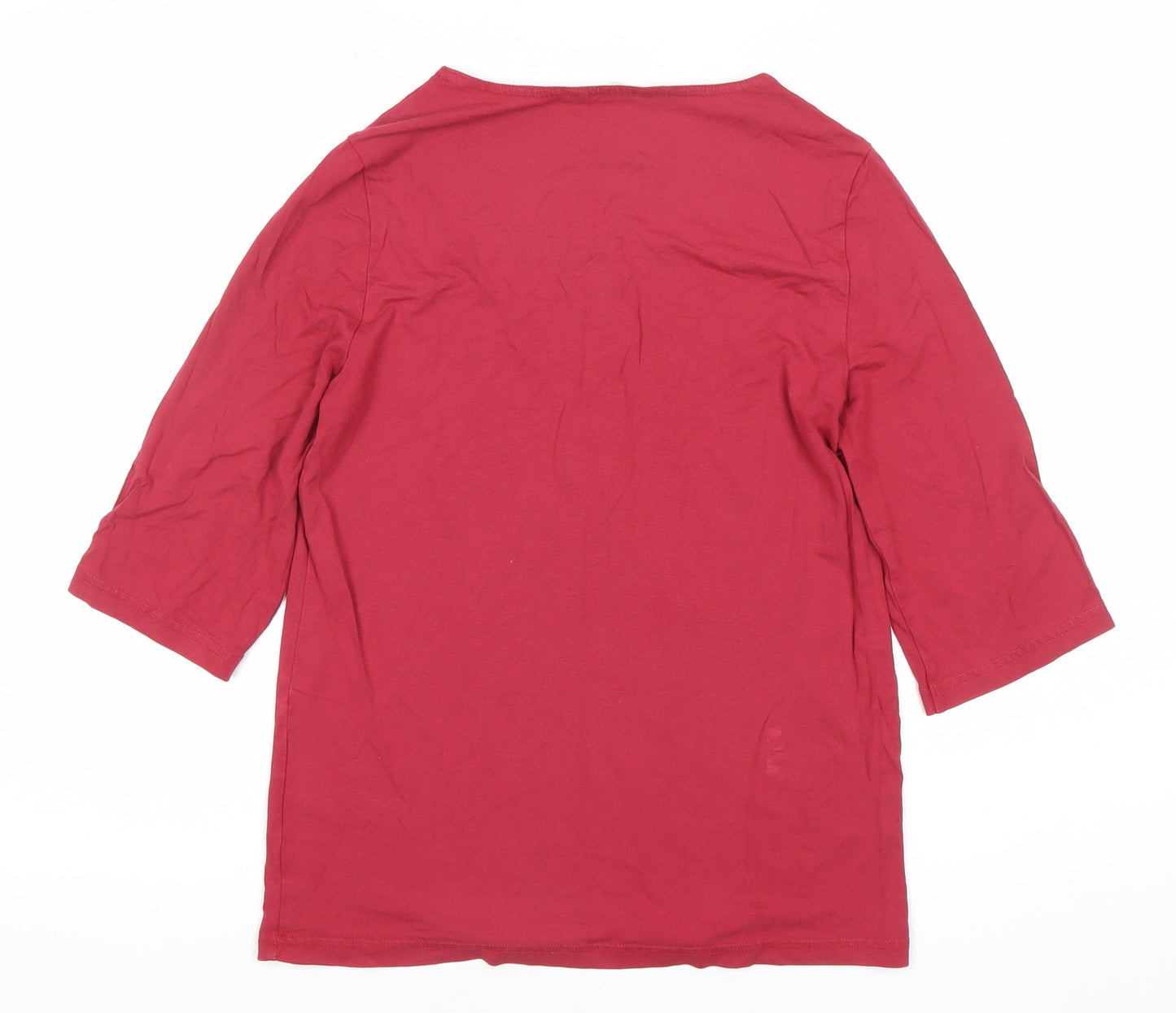 Marks and Spencer Womens Red Scoop Neck 3/4 Sleeve Top Size 10