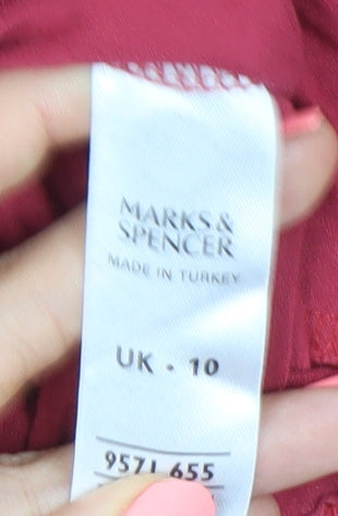 Marks and Spencer Womens Red Scoop Neck 3/4 Sleeve Top Size 10