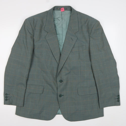 Sergio Rossi Men's Green Checked 42 Blazer Jacket Classic Fit