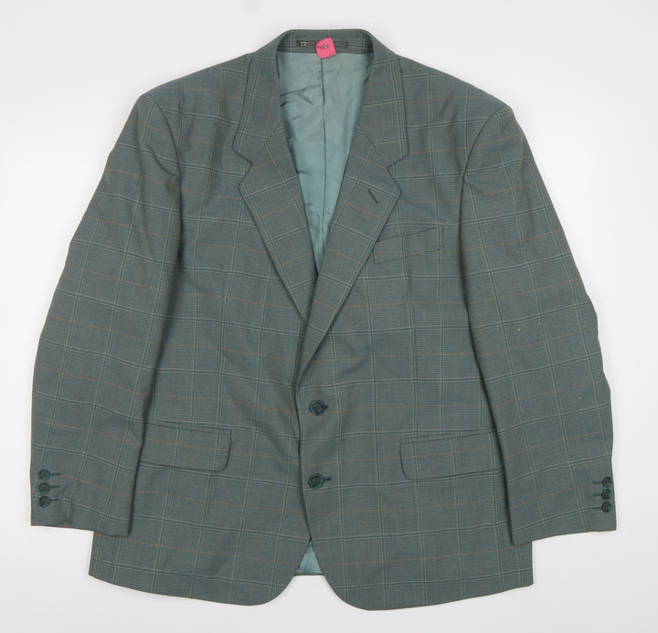 Sergio Rossi Men's Green Checked 42 Blazer Jacket Classic Fit