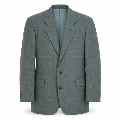 Sergio Rossi Men's Green Checked 42 Blazer Jacket Classic Fit