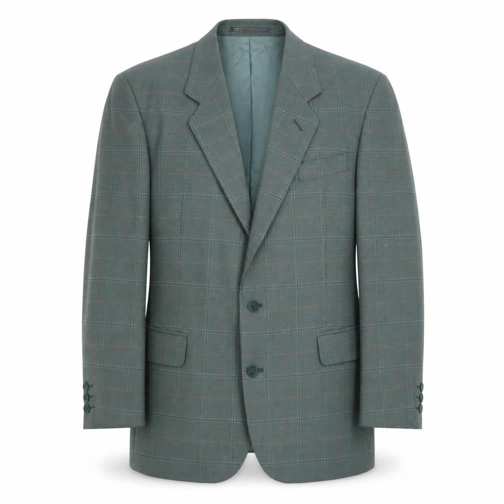 Sergio Rossi Men's Green Checked 42 Blazer Jacket Classic Fit