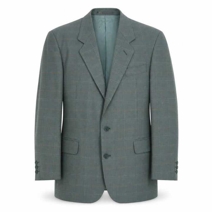 Sergio Rossi Men's Green Checked 42 Blazer Jacket Classic Fit