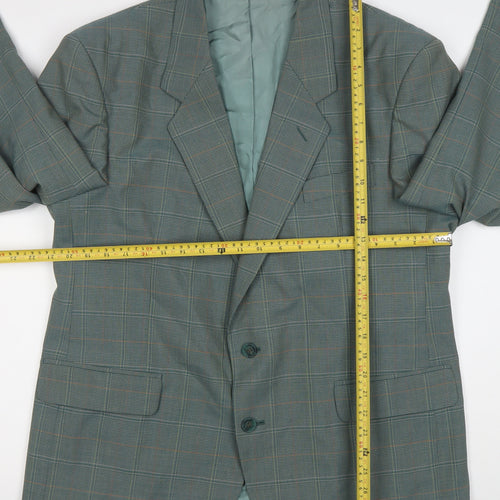 Sergio Rossi Men's Green Checked 42 Blazer Jacket Classic Fit