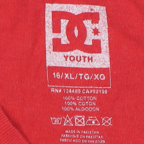 DC Shoes Boys Red Graphic Logo T-Shirt Youth XL 16 Years Skate Tee