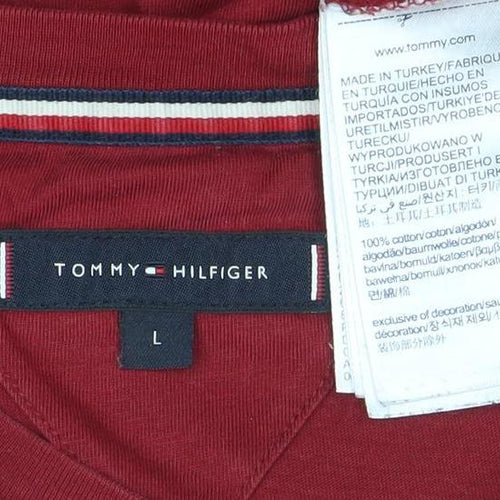 Tommy Hilfiger Men’s Red Cotton Crew Neck T-Shirt Size L