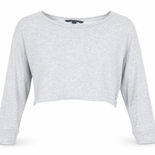 French Connection Women’s Grey White XS Cropped Long Sleeve Blouse