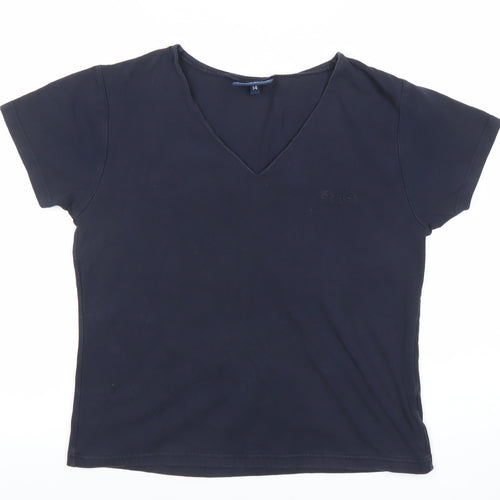 Olympus Womens Black Size 14 V-Neck Cotton Blend T-Shirt