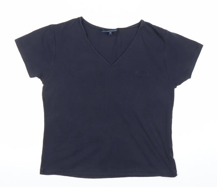 Olympus Womens Black Size 14 V-Neck Cotton Blend T-Shirt