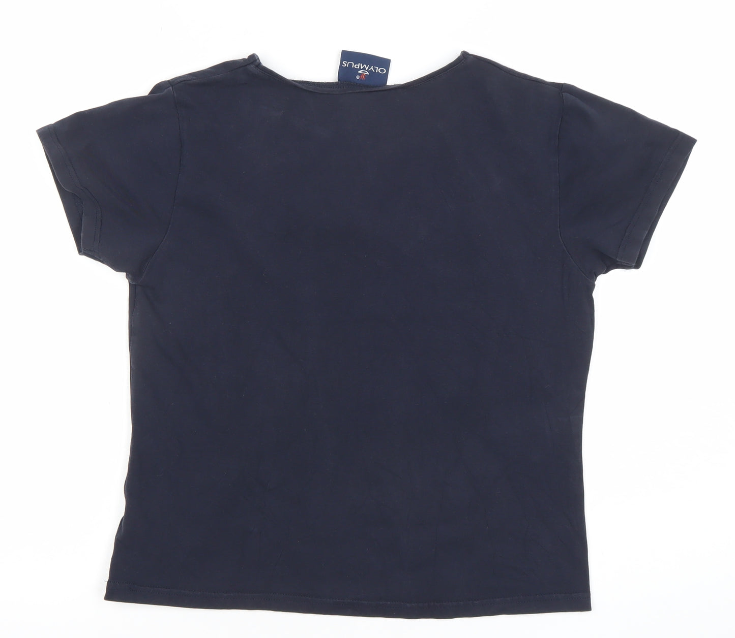 Olympus Womens Black Size 14 V-Neck Cotton Blend T-Shirt