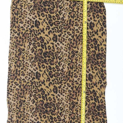 Zara Women Brown Leopard Print Bodycon Dress Size 8 Long Sleeve