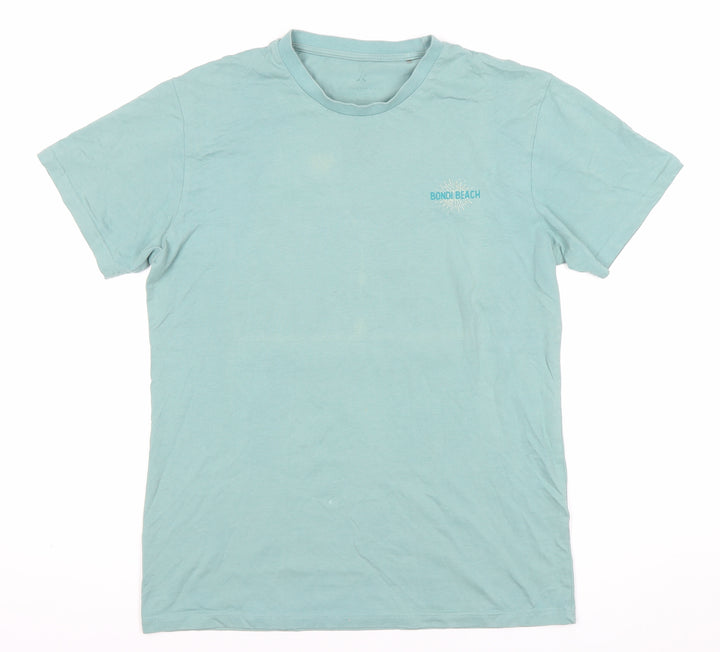 Mens Green Bondi Beach Graphic T-Shirt Size M Cotton Summer