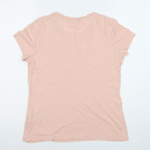 Calvin Klein Jeans Women's Pink M Cotton Crew Neck Logo T-Shirt