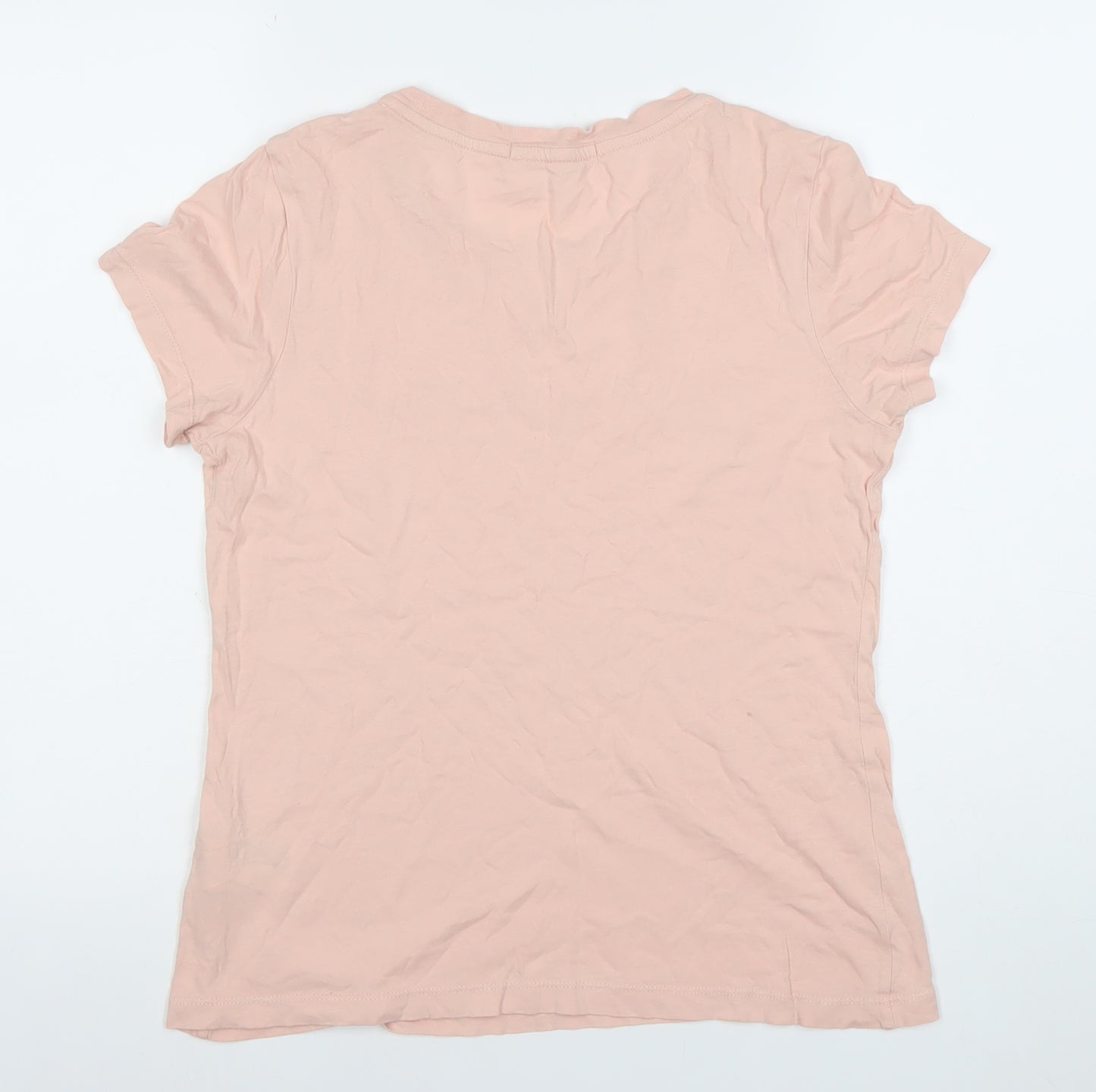 Calvin Klein Jeans Women's Pink M Cotton Crew Neck Logo T-Shirt