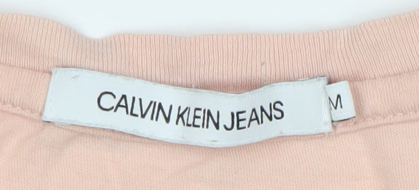 Calvin Klein Jeans Women's Pink M Cotton Crew Neck Logo T-Shirt