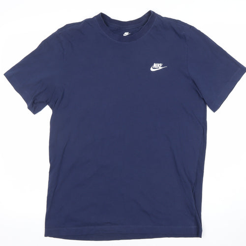 Nike Men's Blue M Regular Fit Crew Neck Logo T-Shirt