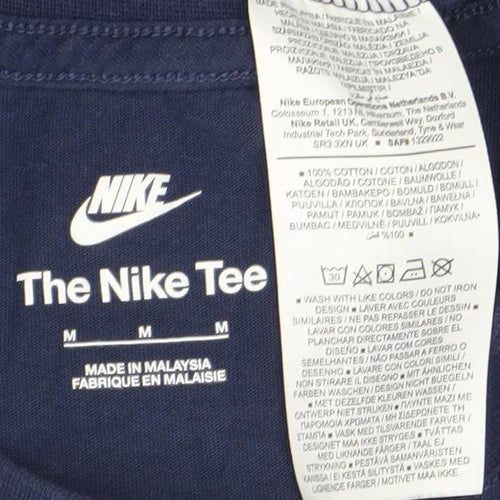 Nike Men's Blue M Regular Fit Crew Neck Logo T-Shirt