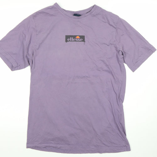 Ellesse Men's Purple Cotton Logo T-Shirt Size M Short Sleeve Crew Neck
