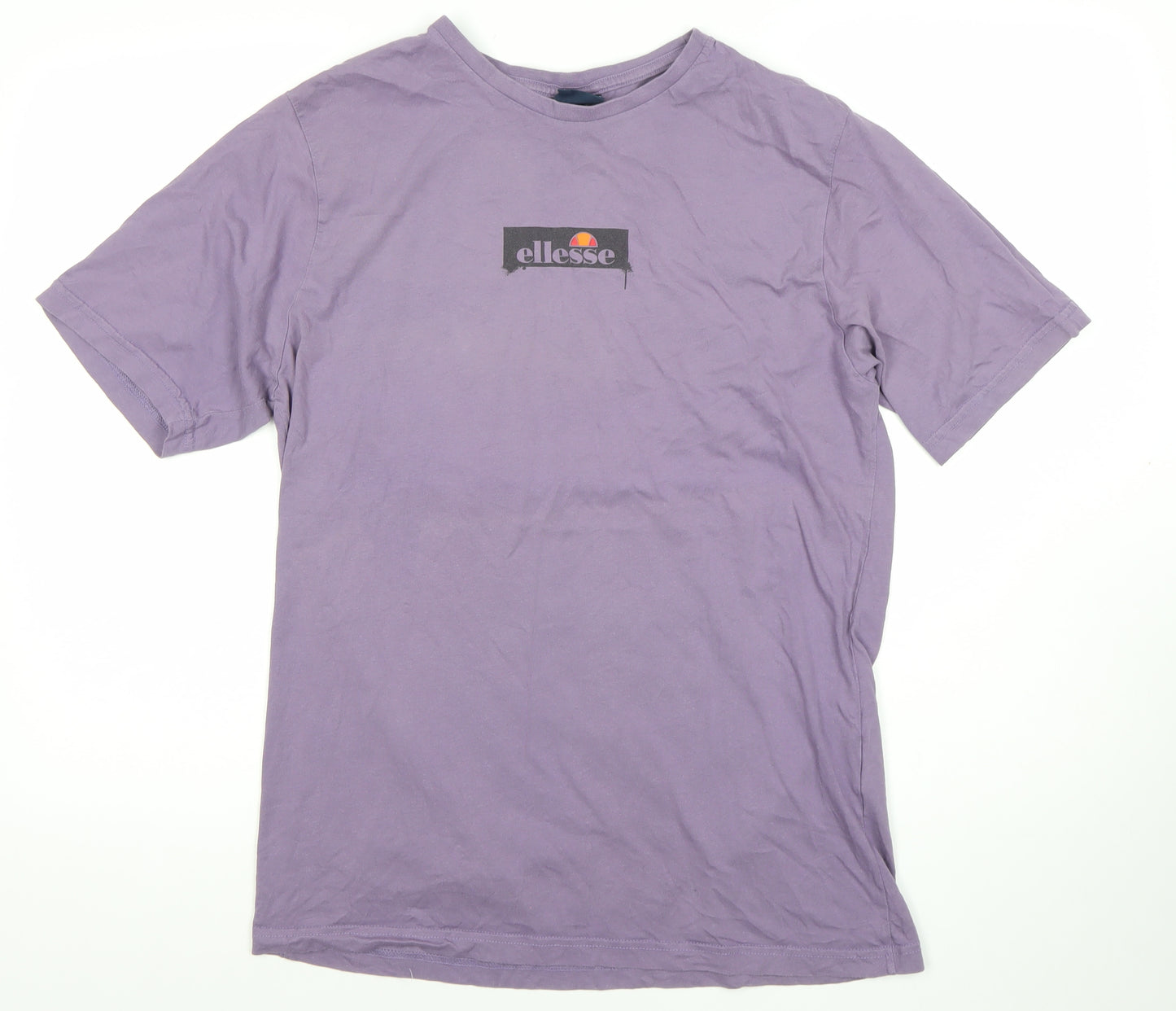 Ellesse Men's Purple Cotton Logo T-Shirt Size M Short Sleeve Crew Neck