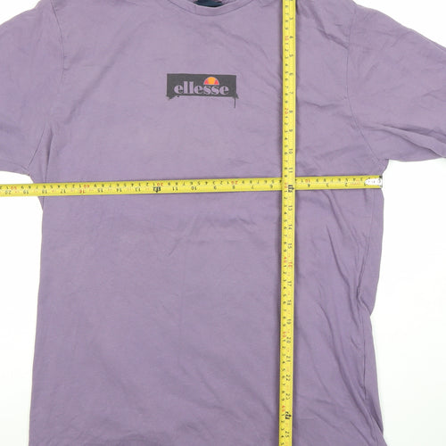 Ellesse Men's Purple Cotton Logo T-Shirt Size M Short Sleeve Crew Neck