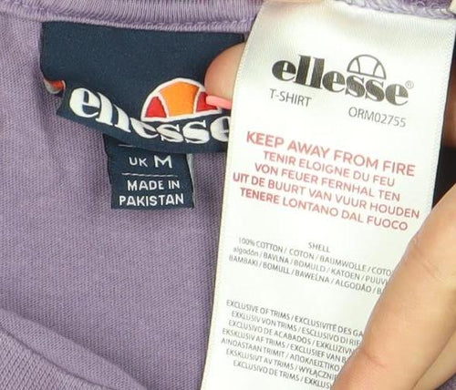 Ellesse Men's Purple Cotton Logo T-Shirt Size M Short Sleeve Crew Neck