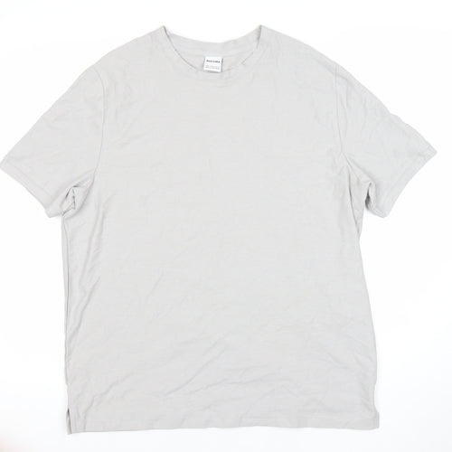 Bershka Men's Grey Cotton Short Sleeve Crew Neck T-Shirt Size M