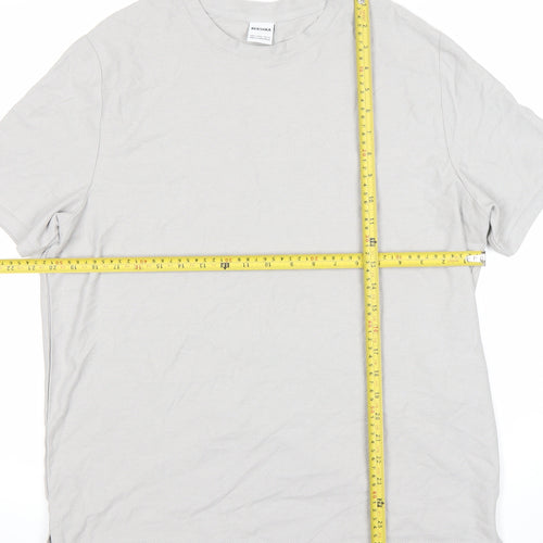 Bershka Men's Grey Cotton Short Sleeve Crew Neck T-Shirt Size M