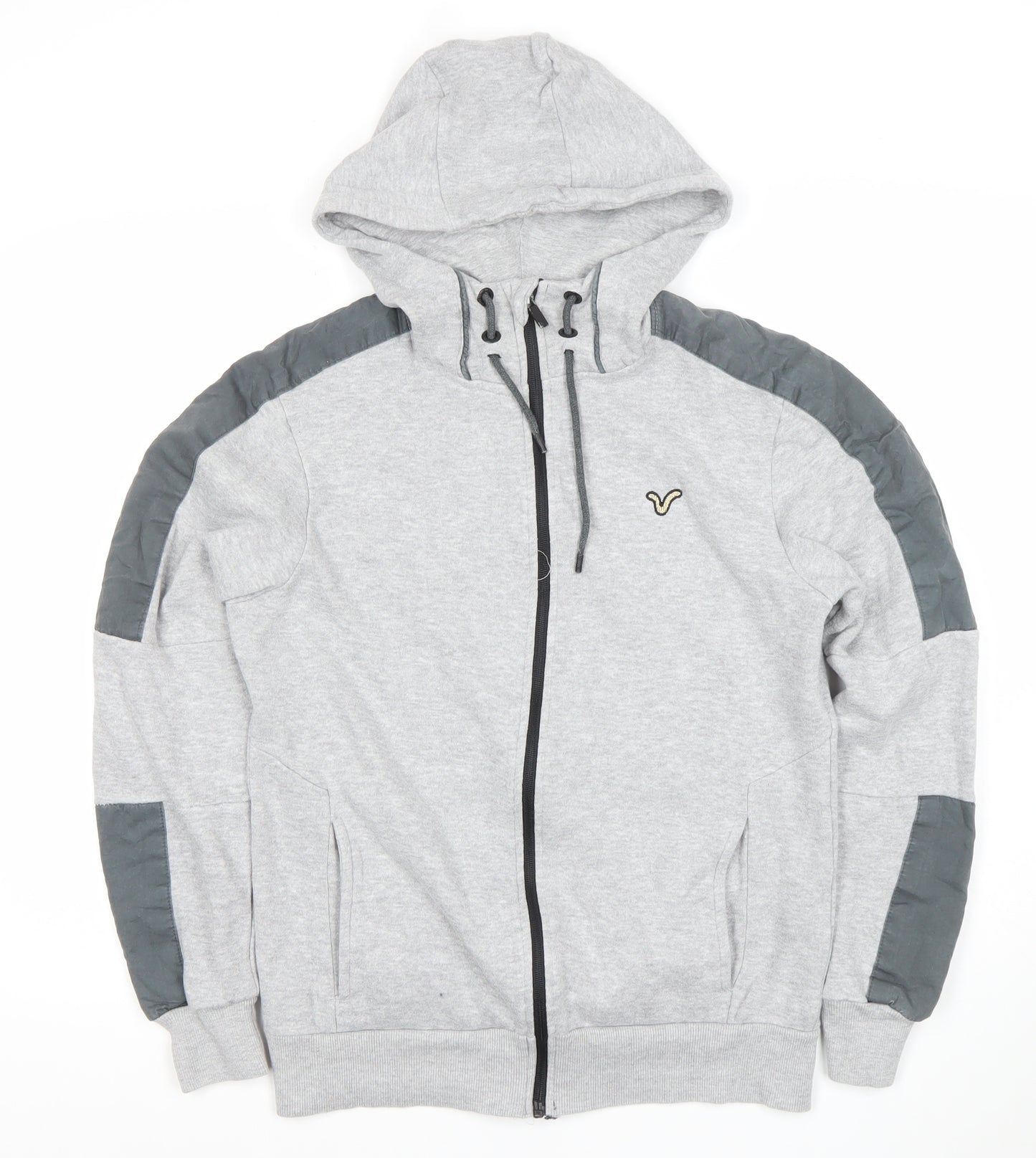 Voi Jeans Co Mens Grey Full Zip Hoodie Size S Regular Fit Hooded