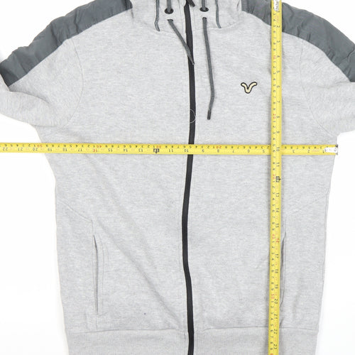 Voi Jeans Co Mens Grey Full Zip Hoodie Size S Regular Fit Hooded