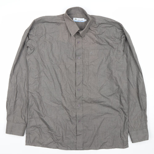 Deer Park Men’s Grey Long Sleeve Button-Up Shirt Size 15 Regular Fit
