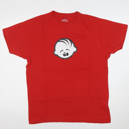 Hairy Baby Mens Red Cotton Graphic T-Shirt Size M Funny Logo