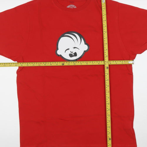 Hairy Baby Mens Red Cotton Graphic T-Shirt Size M Funny Logo