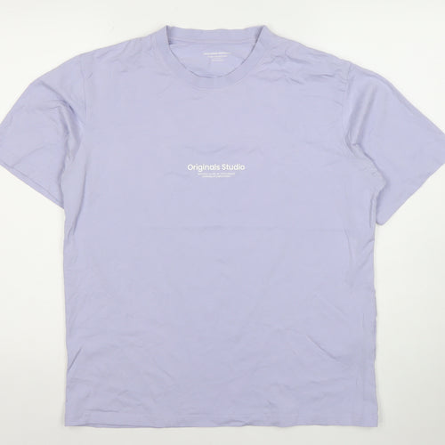 Jack & Jones Men’s Purple Medium Crew Neck Cotton T-Shirt