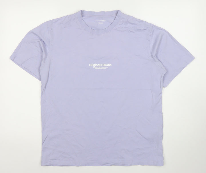 Jack & Jones Men’s Purple Medium Crew Neck Cotton T-Shirt