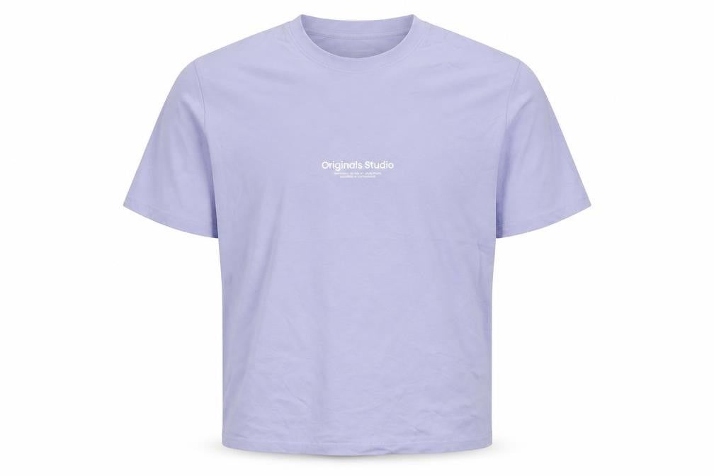 Front view of Jack & Jones Men’s Purple Medium Crew Neck Cotton T-Shirt