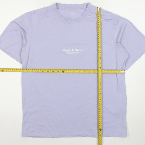Jack & Jones Men’s Purple Medium Crew Neck Cotton T-Shirt
