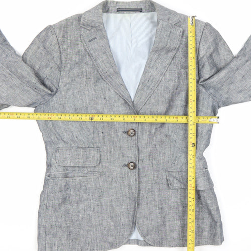 Gant Womens Grey Linen Blend Blazer UK 10 Regular Fit Two Button Jacket