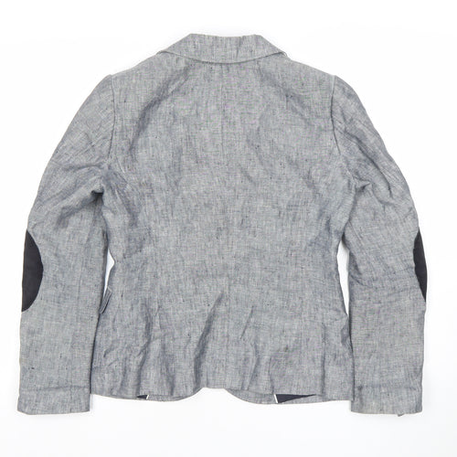 Gant Womens Grey Linen Blend Blazer UK 10 Regular Fit Two Button Jacket