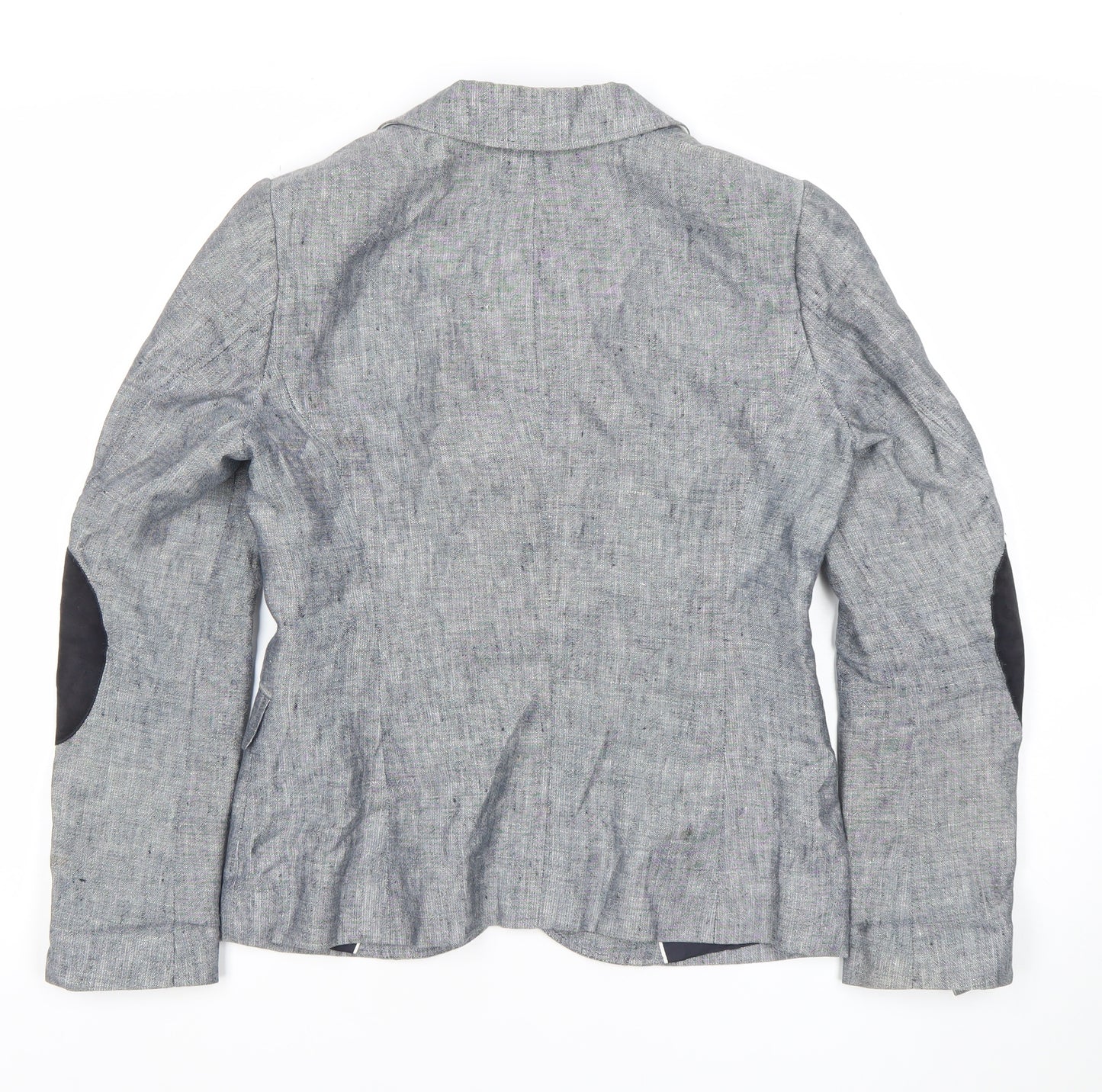 Gant Womens Grey Linen Blend Blazer UK 10 Regular Fit Two Button Jacket