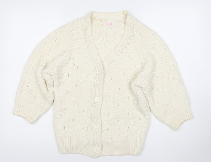 Savida Women’s Ivory V-Neck Knit Cardigan Size 12 Medium 3/4 Sleeve
