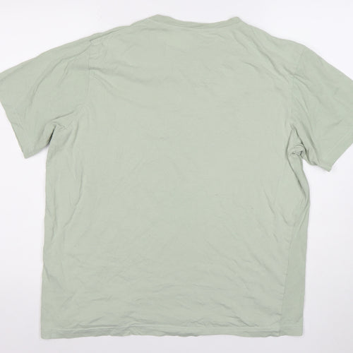 Pull&Bear Men's Green M Regular Fit Logo Cotton T-Shirt