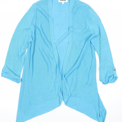 Vogue Women's Blue Cotton Viscose Cardigan Size S Open Long Sleeve
