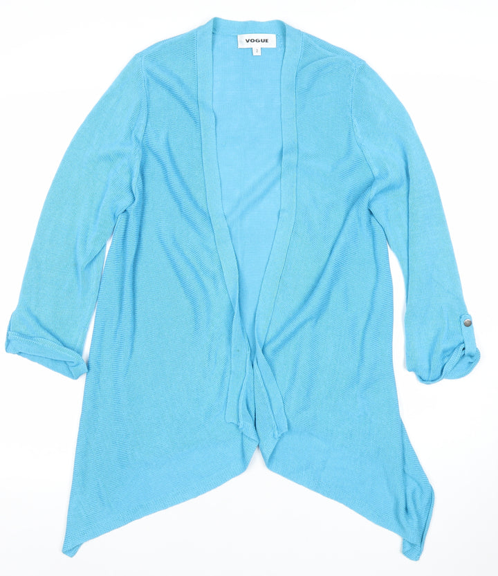 Vogue Women's Blue Cotton Viscose Cardigan Size S Open Long Sleeve