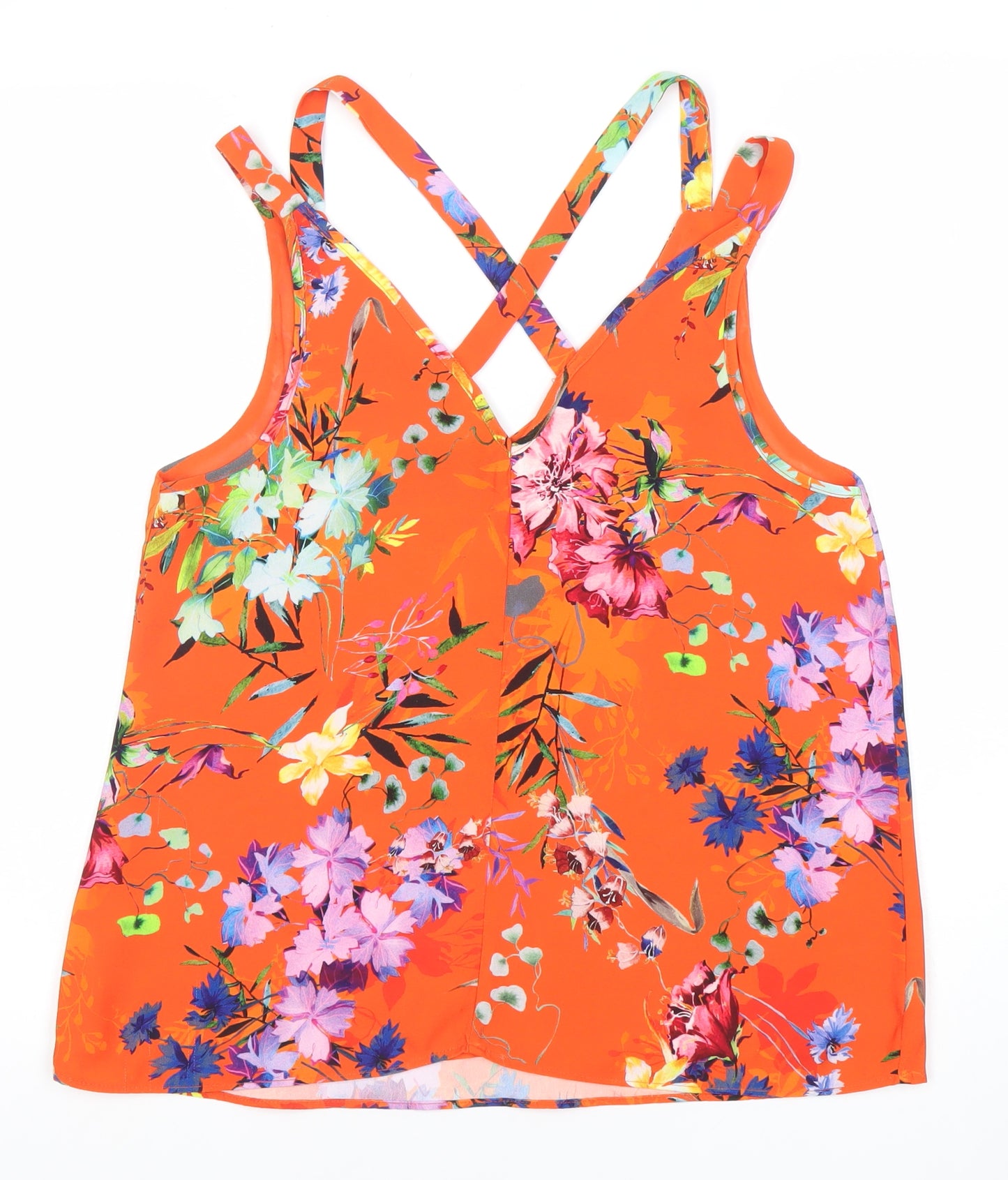 River Island Women’s Petite Floral Orange Camisole Tank Top Size 10