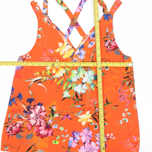 River Island Women’s Petite Floral Orange Camisole Tank Top Size 10