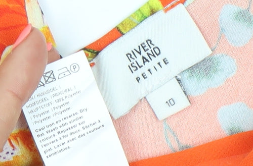River Island Women’s Petite Floral Orange Camisole Tank Top Size 10