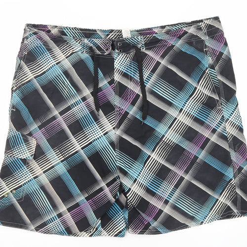 Dunnes Men’s Black Check XL Board Shorts Swimwear Quick Dry
