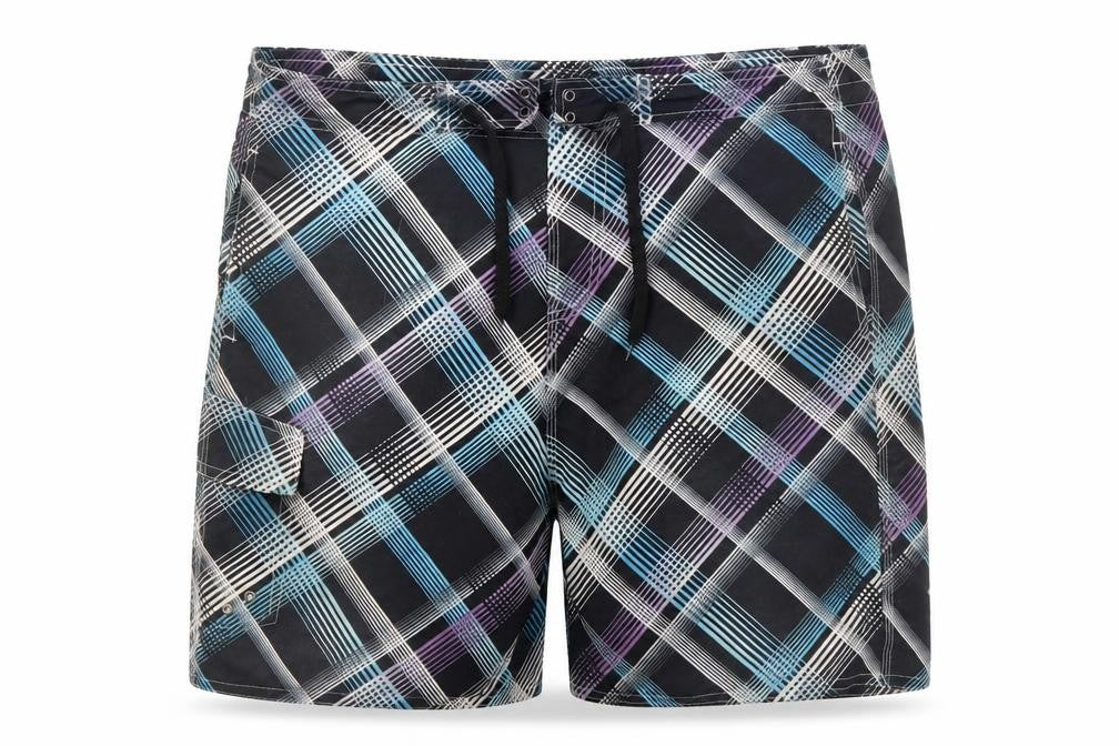 Dunnes Men’s Black Check XL Board Shorts Swimwear Quick Dry