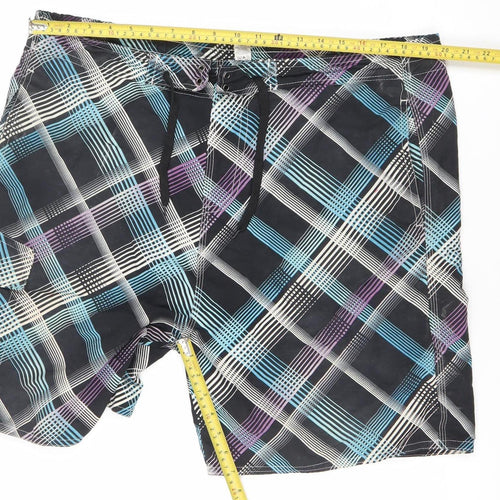 Dunnes Men’s Black Check XL Board Shorts Swimwear Quick Dry